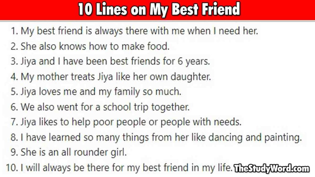 10 Line on My Best Friend