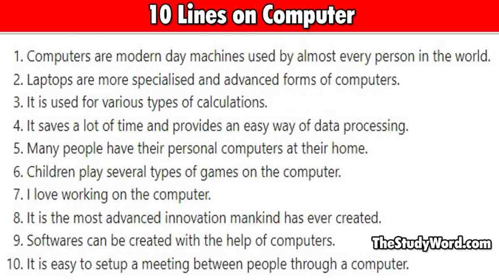 10 Lines About Computer