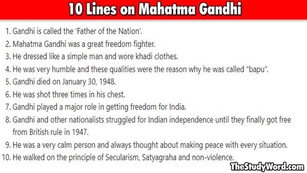 10 Lines About Mahatma Gandhi