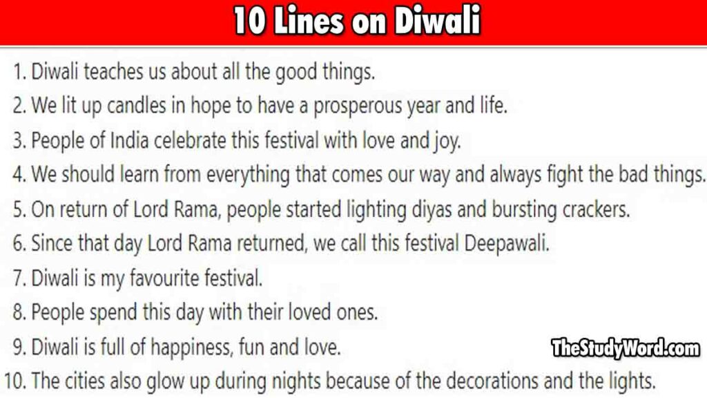 Diwali 10 Lines in English