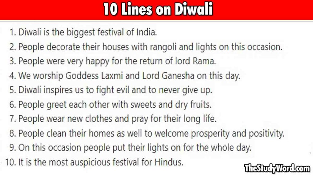 Essay on Diwali in English 10 Lines