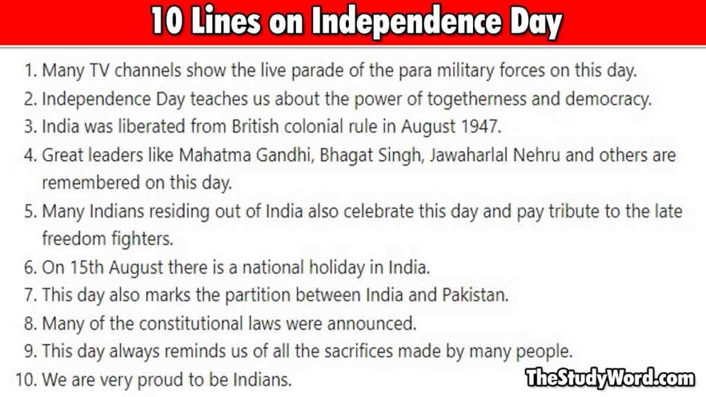 Few Lines on Independence Day
