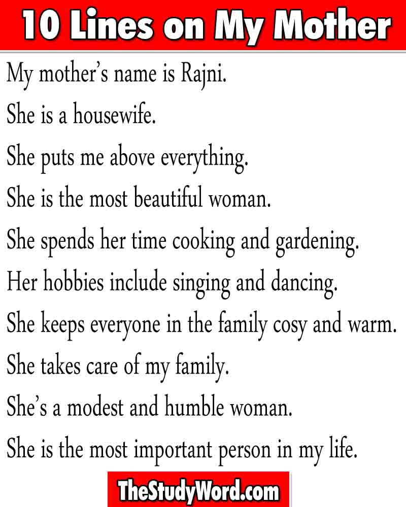 My Mother Essay 10 Lines