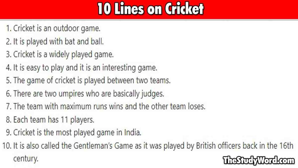 10 Line on Cricket