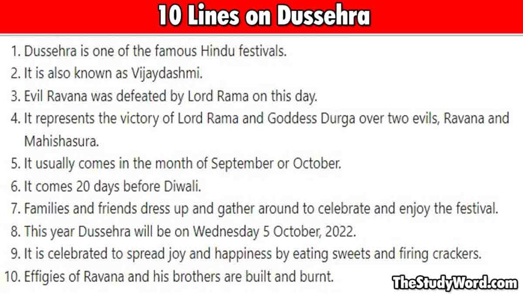 10 Lines on Dussehra in English