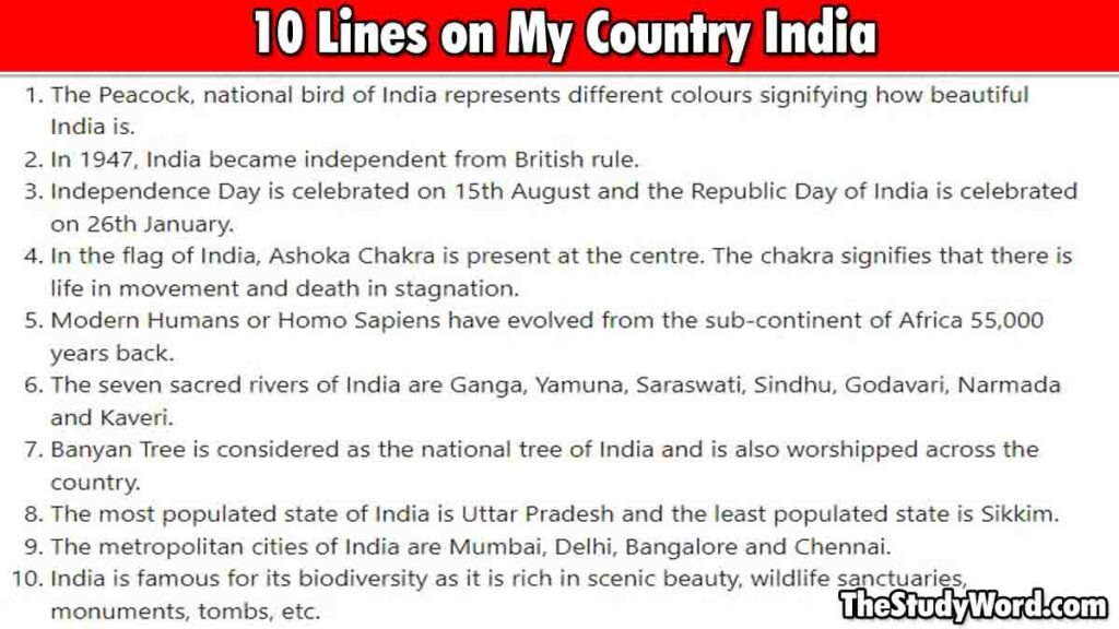 10 Lines on My Country