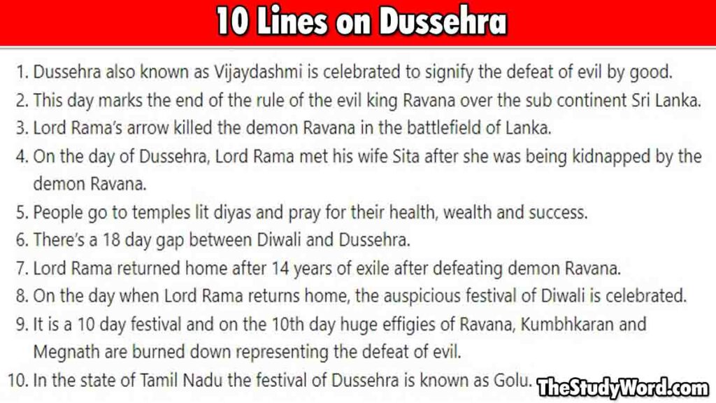 Few Lines on Dussehra