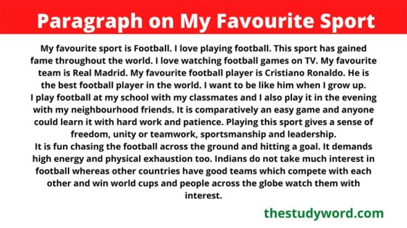 my favourite sport football paragraph