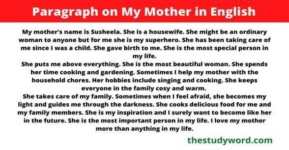 My Mother Paragraph in English