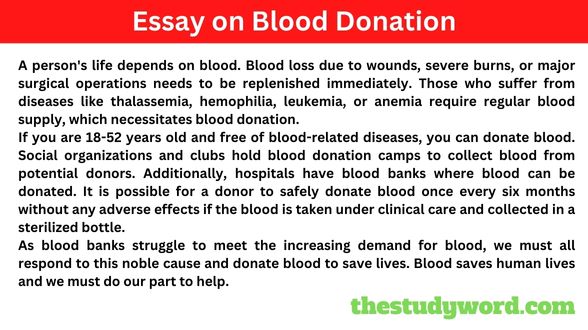 Essay on Blood Donation