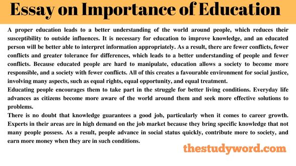 essay on importance of education in 250 words