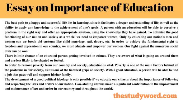 essay on importance of education in 50 words