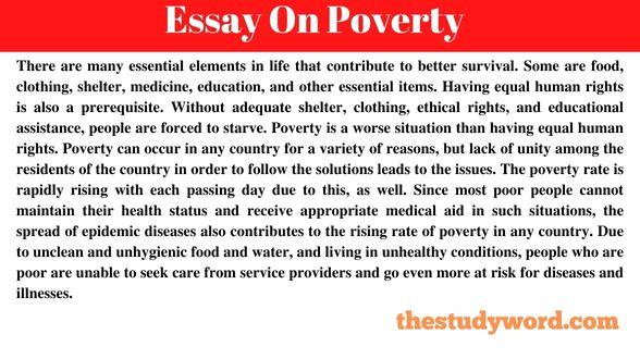 Essay On Poverty