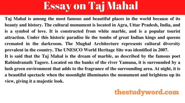 Essay On Taj Mahal