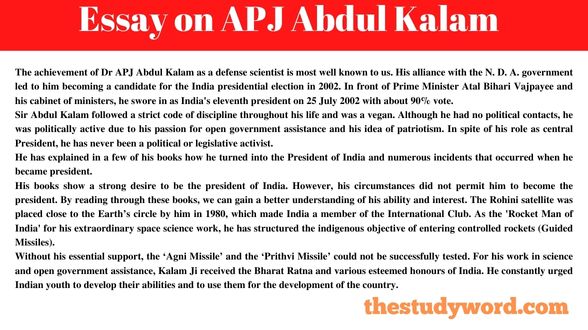 Essay on APJ Abdul Kalam