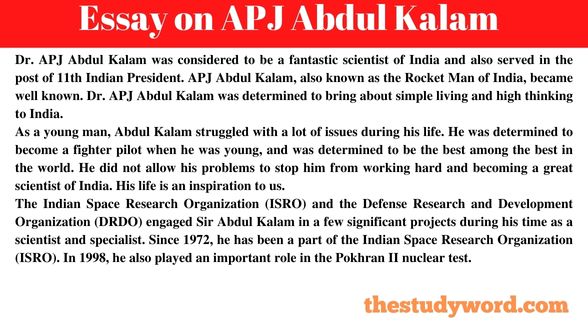 Essay on APJ Abdul Kalam