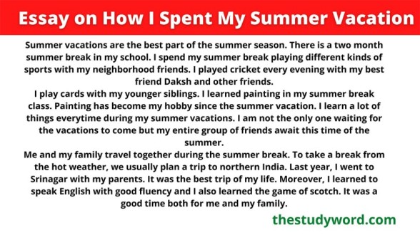 write essay about summer vacation