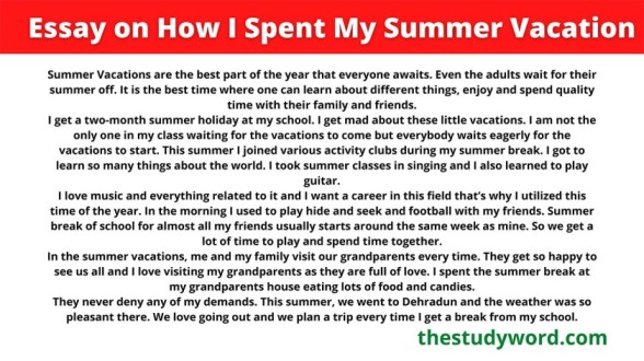 summer vacation essay grade 2