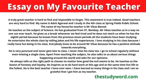 write a essay my favourite teacher