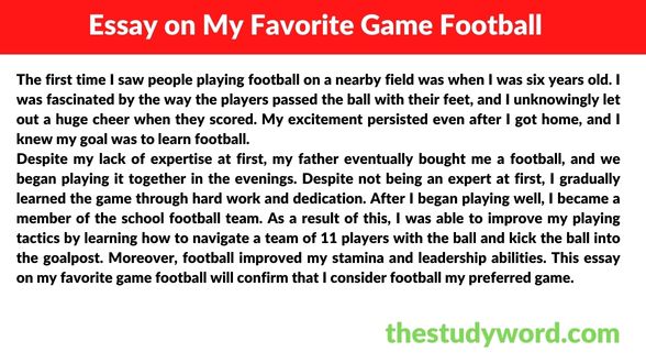 Essay on My Favorite Game Football