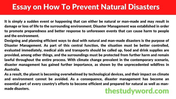 causes of natural disaster essay