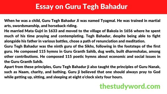 essay on teachings of guru teg bahadur ji