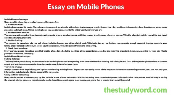 the essay about mobile phone