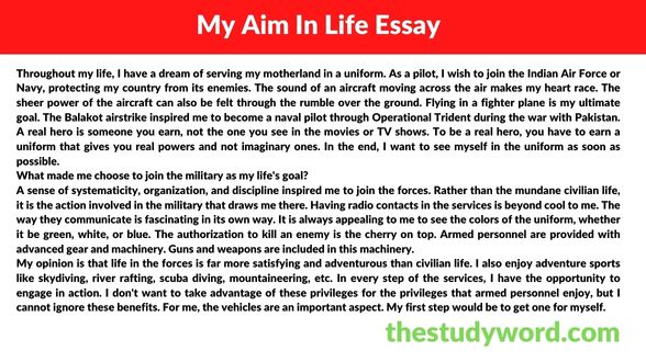 My Aim In Life Essay