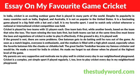 Essay On My Favourite Game Cricket