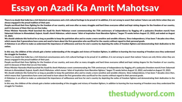 Essay on Azadi Ka Amrit Mahotsav
